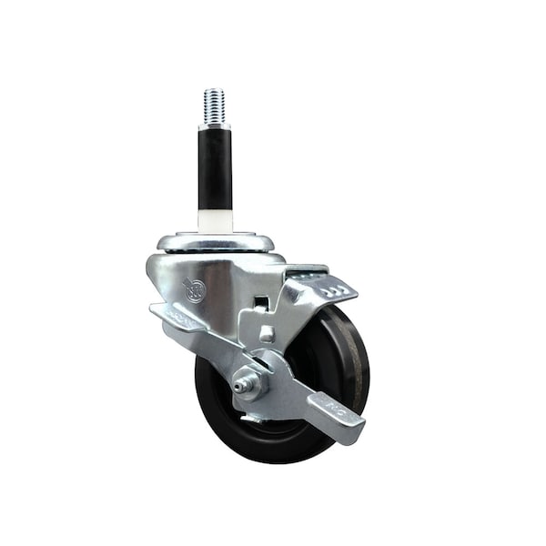 Service Caster 3'' SS Phenolic Swivel 7/8'' Expanding Stem Caster with Brake SCC-SSEX20S314-PHS-TLB-78 - main